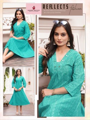 Hiaara Lotus Vol 1 Anarkali Kurti Heavy Cotton Printed with Hand Work  And Flare Style Wholesale kurtis catalogs