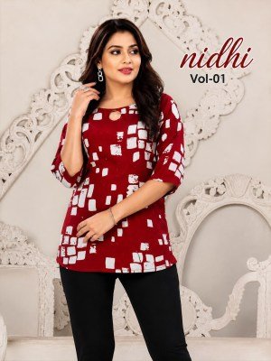 Hiaara Nidhi Vol-1 Pure 14 Kg  Short Tops with Bell Sleeves 