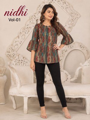 Hiaara Nidhi Vol-1 Pure 14 Kg  Short Tops with Bell Sleeves kurtis catalogs