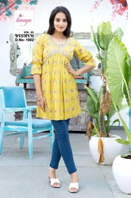 Hinaya Resham Vol 3 Trendy Western short top collection  kurtis catalogs