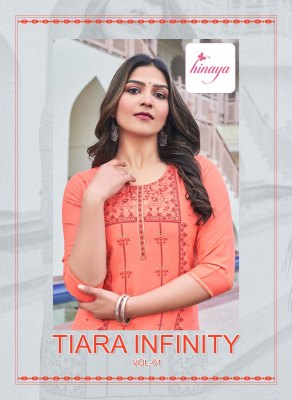 Hinaya present Tiara infinity vol  reyon slub printed handwork kurti catalogue at low rate Amavi