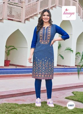 Hinaya present Tiara infinity vol  reyon slub printed handwork kurti catalogue at low rate kurtis catalogs