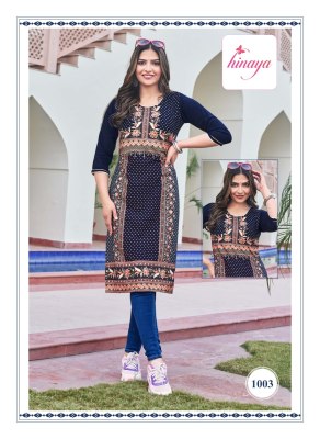 Hinaya present Tiara infinity vol  reyon slub printed handwork kurti catalogue at low rate kurtis catalogs