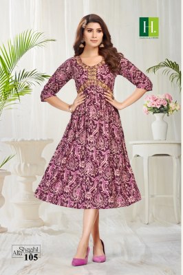 Hirwa by Siyaahi alia reyon foil printed embroidered kurti catalogue at affordable rate hirwa