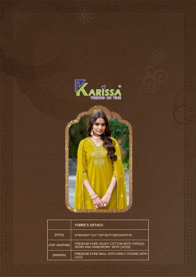 Hiya by Karissa Premium Pure Heavy Cotton Thread work top bottom and dupatta catalogue at low rate readymade suit catalogs
