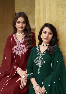 Hiya by Karissa Premium Pure Heavy Cotton Thread work top bottom and dupatta catalogue at low rate readymade suit catalogs