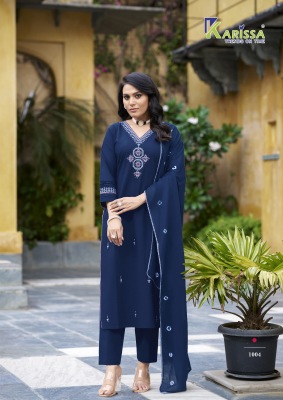 Hiya by Karissa Premium Pure Heavy Cotton Thread work top bottom and dupatta catalogue at low rate readymade suit catalogs