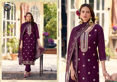 IBADAT by Fourdots Crush Silk With Heavy Work Unstitched suit collection in affordable rate Fancy Palazzo suit catalogue