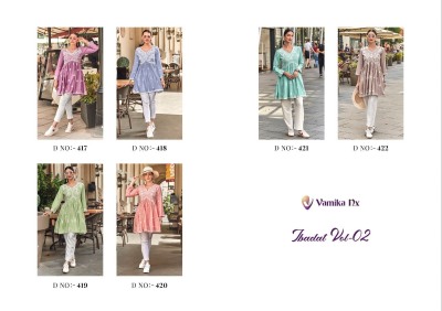Ibadat vol 2 by Vamika eternally soothing shades of pink and floral design tunic catalogue western wear catalogs