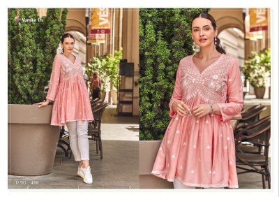 Ibadat vol 2 by Vamika eternally soothing shades of pink and floral design tunic catalogue western wear catalogs