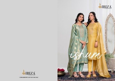 Ibiza Ishum Unstitched Luxurious Pure Simar Silk Jacquard Embroidery with Delicate Handwork and Upada Bottom Wholesale dress material catalogs