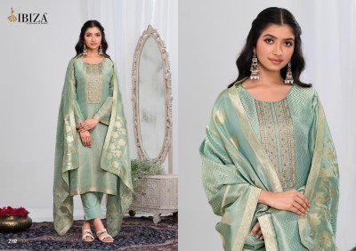 Ibiza Ishum Unstitched Luxurious Pure Simar Silk Jacquard Embroidery with Delicate Handwork and Upada Bottom Wholesale dress material catalogs