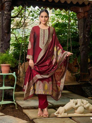 Ibiza Nova Unstitched Suit  Pure Banglory Silk Jacquard with Embroidered Top  Dupatta And Santoon Bottom Wholesale dress material catalogs