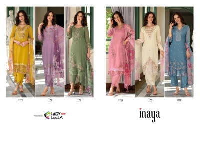 Inaya by lady leela embroidered organza fancy kurti pant and dupatta catalogue at affordable rate readymade suit catalogs