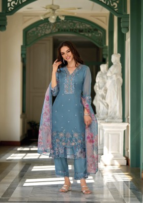 Inaya by lady leela embroidered organza fancy kurti pant and dupatta catalogue at affordable rate readymade suit catalogs