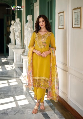 Inaya by lady leela embroidered organza fancy kurti pant and dupatta catalogue at affordable rate readymade suit catalogs