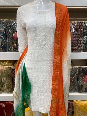 Independence day Special heavy rayon chikankari Kurti wirh dupatta collection   kurtis catalogs