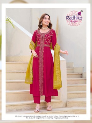 Isha vol 1 by Radhika Lifestyle Roman silk Embroidered readymade center cut pattern suit collection readymade suit catalogs