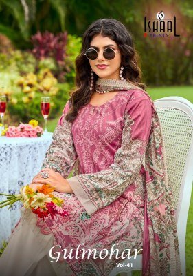 Ishaal Prints GULMOHAR Vol-41 Pure Lawn 3-Piece Dress Material with Dupatta 