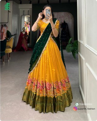 Ishanni Collection Cotton Silk Lehenga Choli with Thread Embroidery And Embellished Georgette Dupatta Wholesale lehenga choli