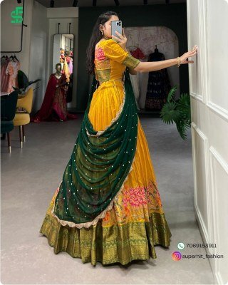 Ishanni Collection Cotton Silk Lehenga Choli with Thread Embroidery And Embellished Georgette Dupatta Wholesale lehenga choli