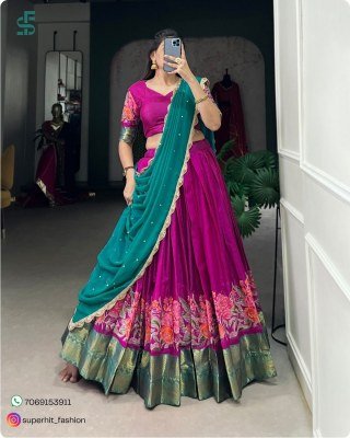 Ishanni Collection Cotton Silk Lehenga Choli with Thread Embroidery And Embellished Georgette Dupatta Wholesale lehenga choli