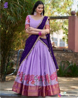 Ishanni Collection Cotton Silk Lehenga Choli with Thread Embroidery And Embellished Georgette Dupatta Wholesale lehenga choli
