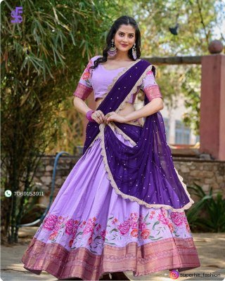 Ishanni Collection Cotton Silk Lehenga Choli with Thread Embroidery And Embellished Georgette Dupatta Wholesale lehenga choli