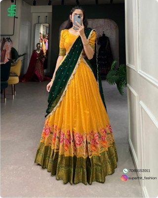 Ishanni Collection Cotton Silk Lehenga Choli with Thread Embroidery And Embellished Georgette Dupatta Wholesale lehenga choli