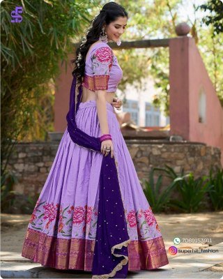 Ishanni Collection Cotton Silk Lehenga Choli with Thread Embroidery And Embellished Georgette Dupatta Wholesale lehenga choli