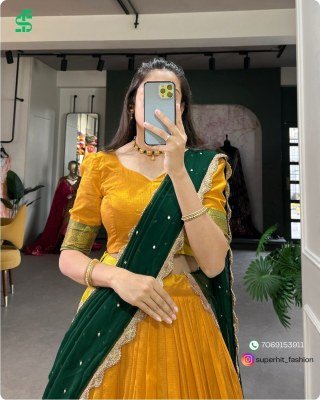 Ishanni Collection Cotton Silk Lehenga Choli with Thread Embroidery And Embellished Georgette Dupatta Wholesale lehenga choli