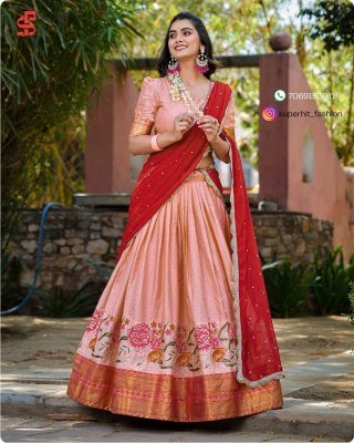 Ishanni Collection Cotton Silk Lehenga Choli with Thread Embroidery And Embellished Georgette Dupatta Wholesale lehenga choli