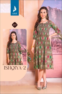 Ishqiya 2 by Kaya kurti Chanderi Foil printed flared kurti catalogue  kurtis catalogs