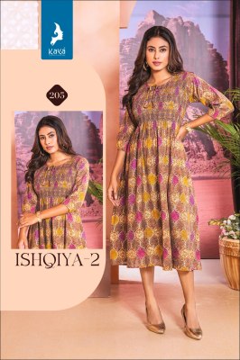 Ishqiya 2 by Kaya kurti Chanderi Foil printed flared kurti catalogue  kurtis catalogs