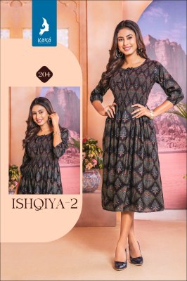 Ishqiya 2 by Kaya kurti Chanderi Foil printed flared kurti catalogue  kurtis catalogs