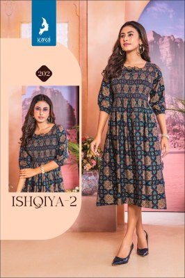 Ishqiya 2 by Kaya kurti Chanderi Foil printed flared kurti catalogue  kurtis catalogs