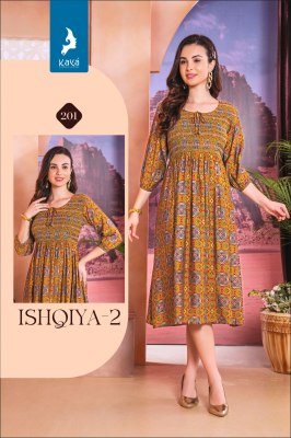 Ishqiya 2 by Kaya kurti Chanderi Foil printed flared kurti catalogue  kurtis catalogs