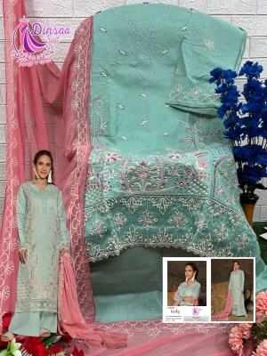 Izela vol 1 by Dinsaa suit cotton self embroidered unstitched dress material catalogue at low rate salwar kameez catalogs