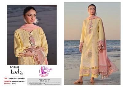 Izela vol 1 by Dinsaa suit cotton self embroidered unstitched dress material catalogue at low rate salwar kameez catalogs