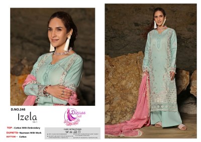 Izela vol 1 by Dinsaa suit cotton self embroidered unstitched dress material catalogue at low rate salwar kameez catalogs