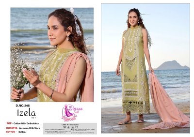Izela vol 1 by Dinsaa suit cotton self embroidered unstitched dress material catalogue at low rate salwar kameez catalogs