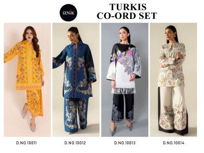 Iznik Turkish Vol 04 Lawan Fabric Print Kurtis Soft Cotton Coord Sets Wholesale  kurtis catalogs