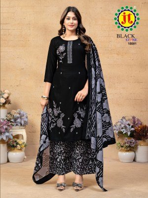 JAMATMAL TILOKCHAND Black Stone Premium Work Suits Exclusive 5 Designs  Rayon Fabric with Embroidery and Lace wholesale radymade suits  readymade suit catalogs