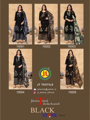 JAMATMAL TILOKCHAND Black Stone Premium Work Suits Exclusive 5 Designs  Rayon Fabric with Embroidery and Lace wholesale radymade suits  readymade suit catalogs