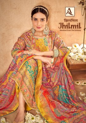 JHILMIL by Alok suit premium soft unstitched dress material catalogue at affordable rate dress material catalogs