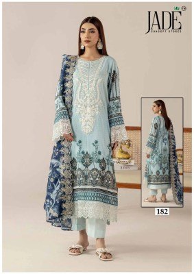 Jade Chevron Vol-19 Karachi Heavy Lawn Cotton Kurti Pant Dupatta Set Karachi suits catalogs