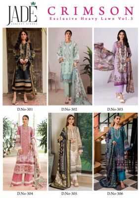 Jade Crimson Exclusive Heavy Lawn Vol 3 Pakistani Salwar Kameez Catalogue wholesaler  pakistani suit catalogs