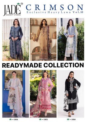 Jade Crimson Exclusive Heavy Lawn Collection Vol 10 Pure Heavy Lawn Top And Bottom with Pure Cotton Dupatta Wholesale kurtis catalogs