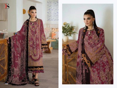 Jade Premium Deepsy Suits Heavy Self Embroidered Cotton with Chiffon Print Dupatta for Bulk Wholesale dress material catalogs