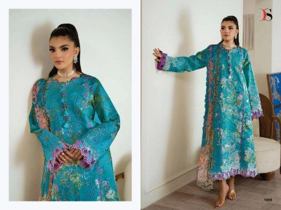Jade Premium Deepsy Suits Heavy Self Embroidered Cotton with Chiffon Print Dupatta for Bulk Wholesale dress material catalogs